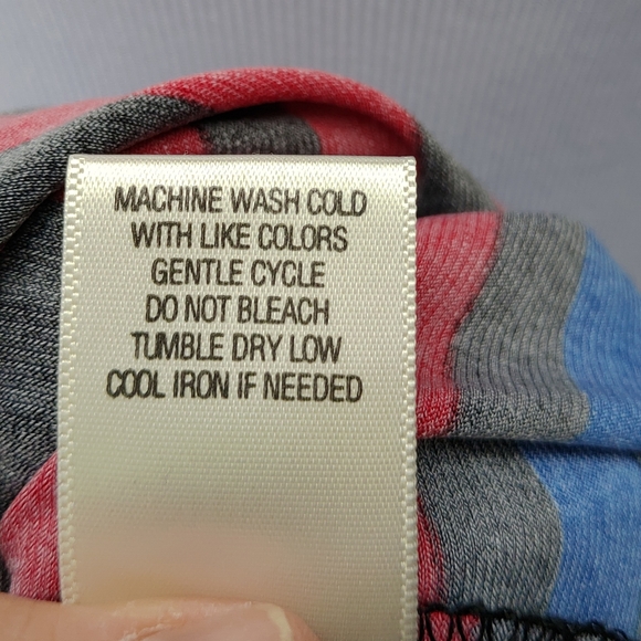 Emma & Michele Multicolor Striped Shift Dress Blue Red Black 3/4 Sleeves Stretch - Picture 13 of 14